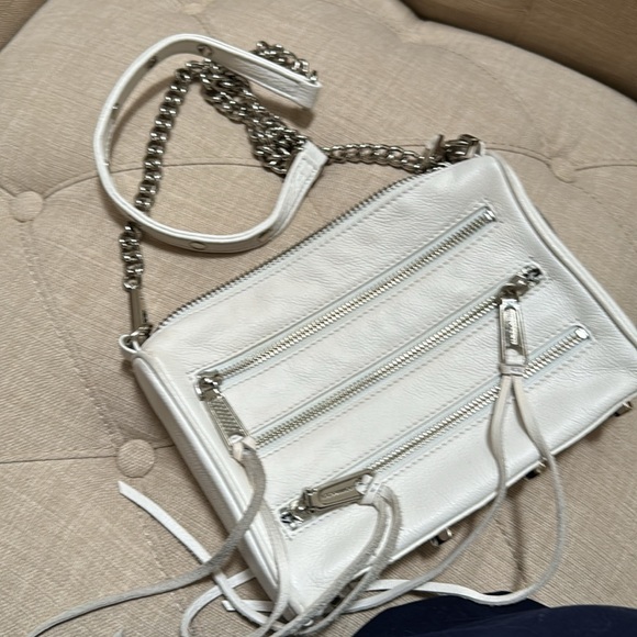 Rebecca Minkoff Triple Zip Mini Crossbody Bag white Leather Silver-Tone Hardware - Picture 7 of 7